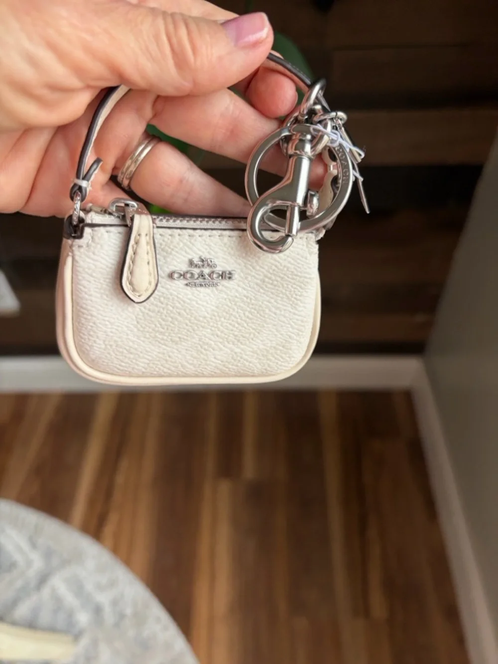 Coach Mini Nolita Leather bag charm in Chalk - Picture 2 of 8